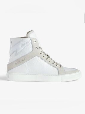 Zadig & Voltaire High Flash High-Top Crinkled Sneakers in White